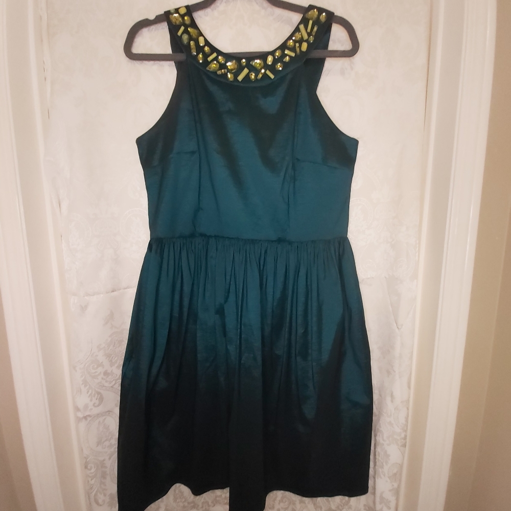 I.N. Studio Teal Dress with Gold Accents